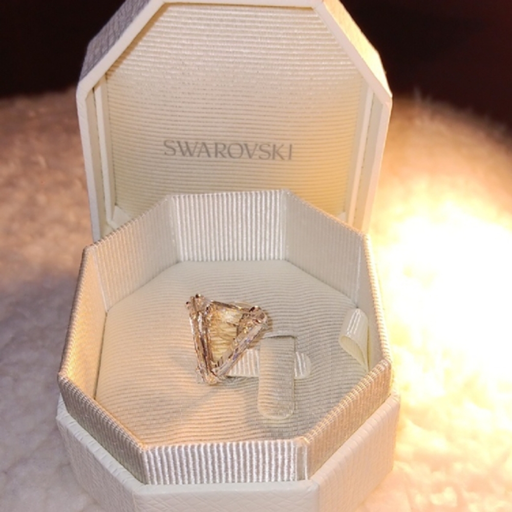 Swarovski Crystal Triangle Drop Earrings in Champagne